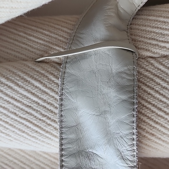 Mackage Wool Blend Real Leather Trim Stunning Trench Style Belted Coat - Picture 7 of 14